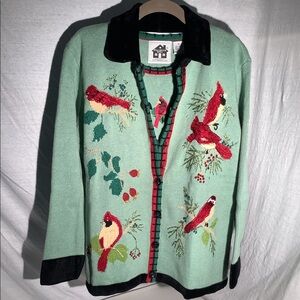 Storybook knit titled “Birds of Winter”